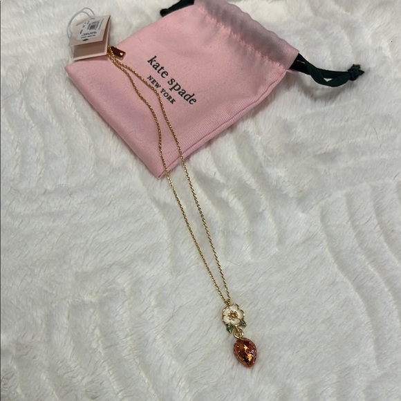 Kate Spade Gold and Red Strawberry Necklace Picnic Perfect - Picture 3 of 3